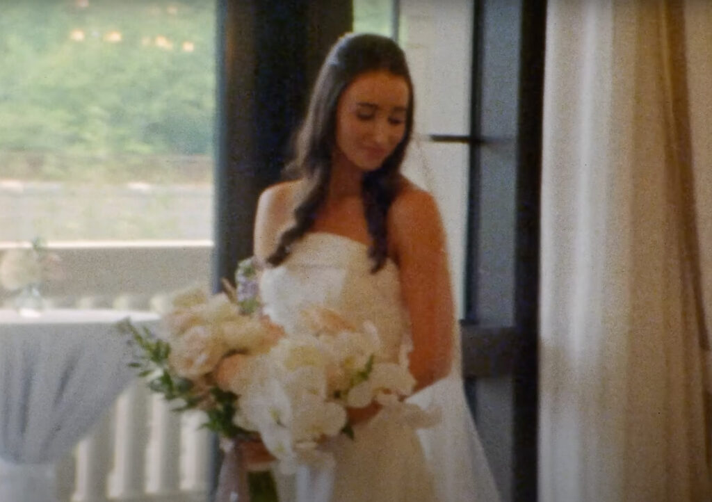 Bride inside Hotel Carmichael on super 8 mm film