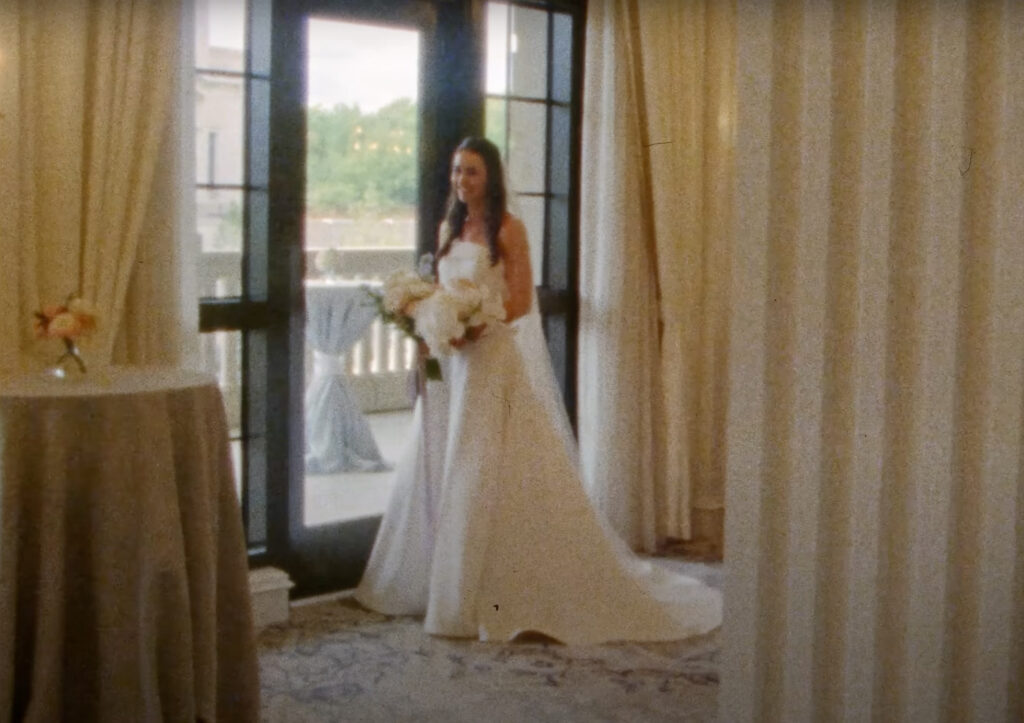 Bride inside Hotel Carmichael on super 8 mm film