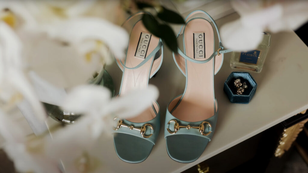 blue Gucci wedding shoes