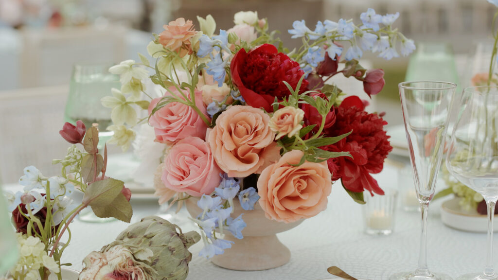Colorful Reception Centerpiece by RK Florals